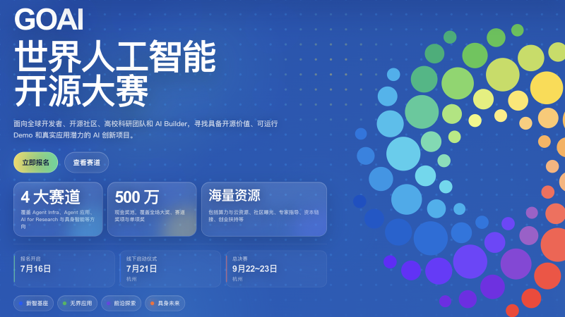 GOAI世界人工智能开源大赛｜500万元奖金池，最高100万元-AIBetas